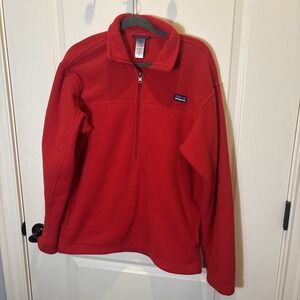 Patagonia Pullover Men Large Red Fleece Micro D Outdoors Hiking Synchilla Jacket